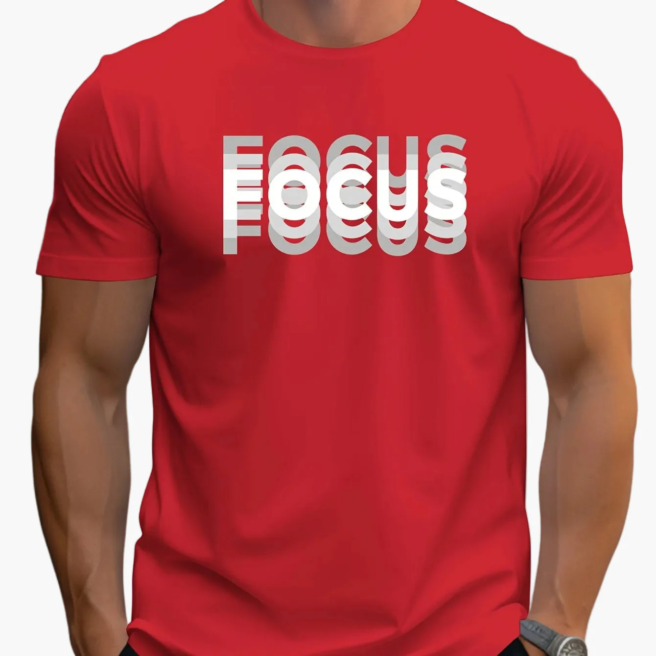 T-shirt Homme Style Moderne avec Motif "FOCUS" – Look Urbain et Inspirant - Image 9