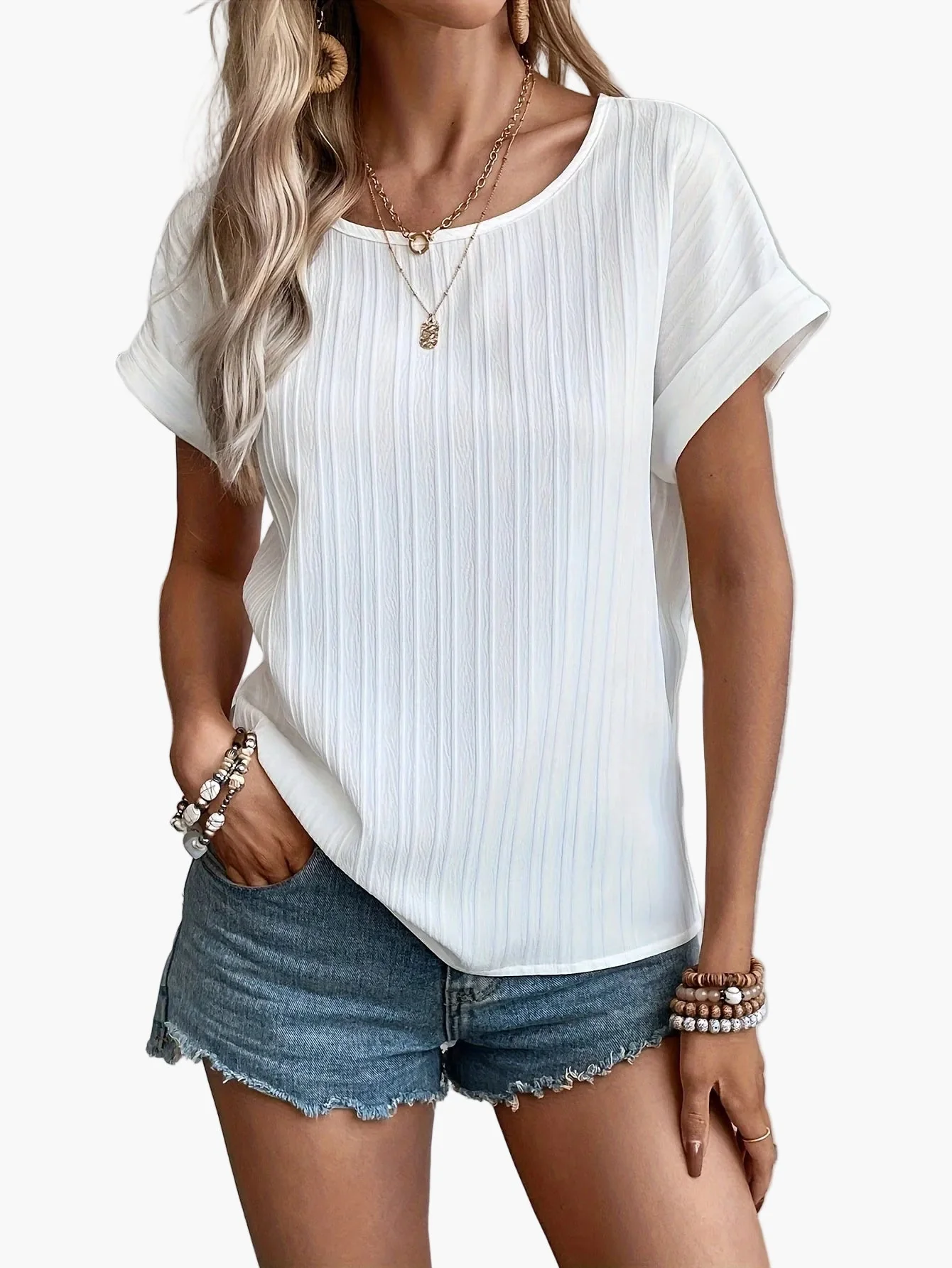 T-shirt à manches courtes style décontracté pour femme - idéal pour l'été - Image 5