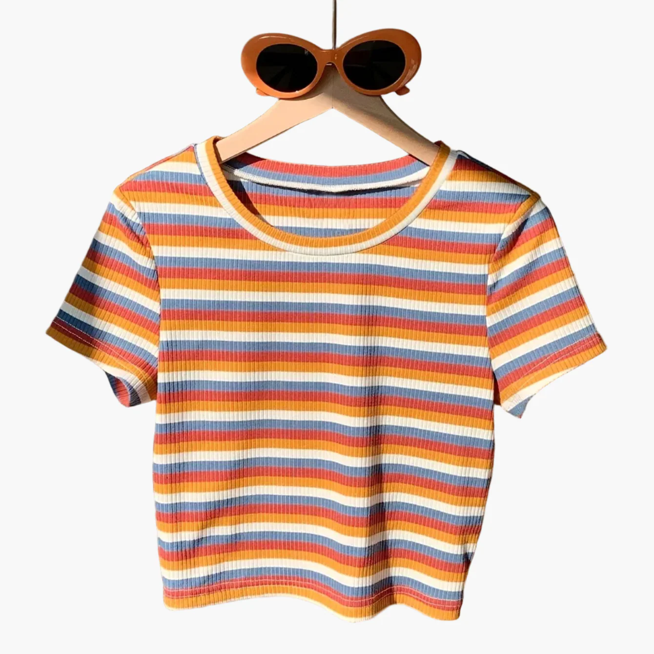 T-shirt rayé à manches courtes pour femme, style décontracté et tendance, parfait pour l'été - Image 11