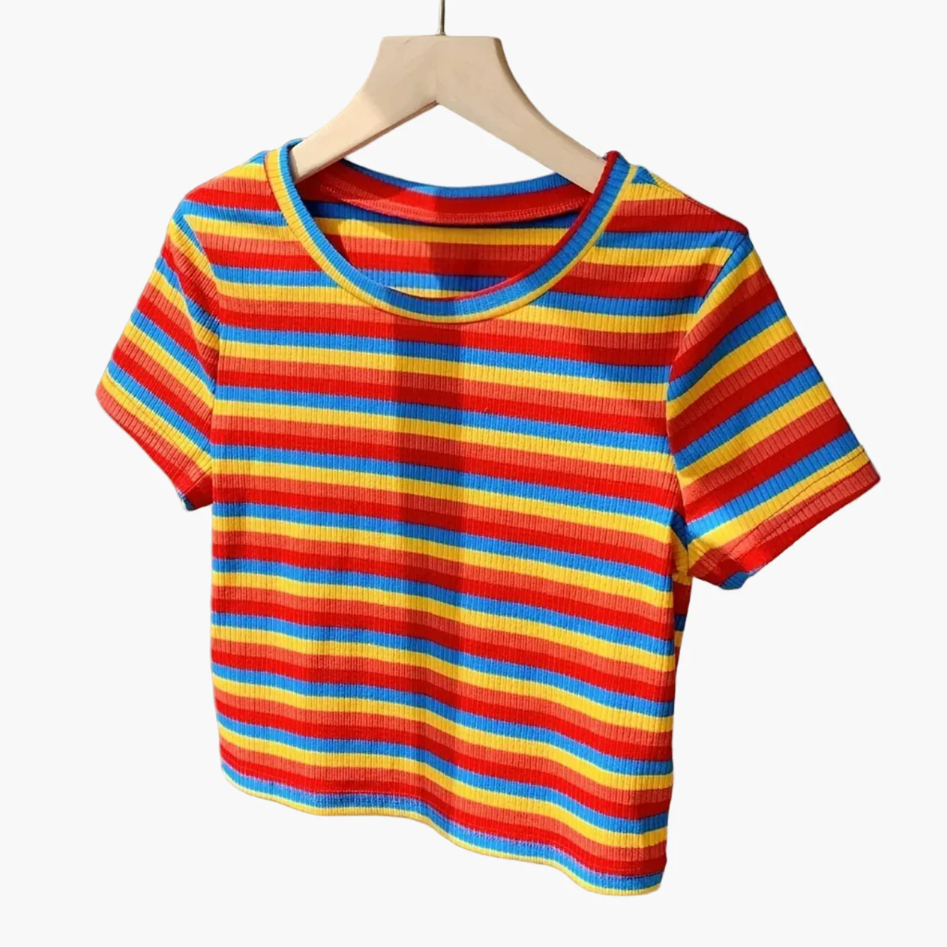 T-shirt rayé à manches courtes pour femme, style décontracté et tendance, parfait pour l'été - Image 13