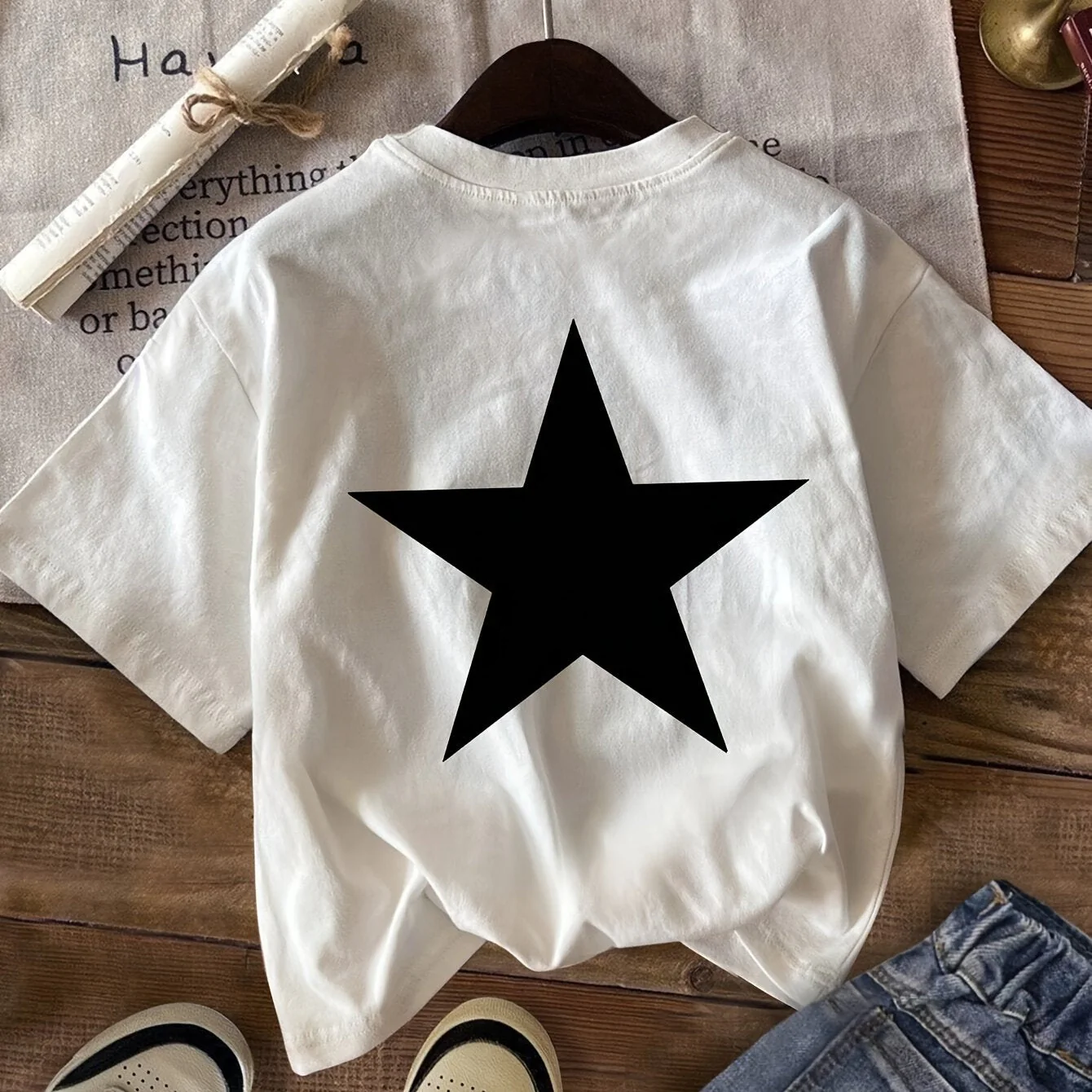 T-shirt unisexe style sportif avec étoile imprimée – idéal pour le printemps et l'été - Image 8