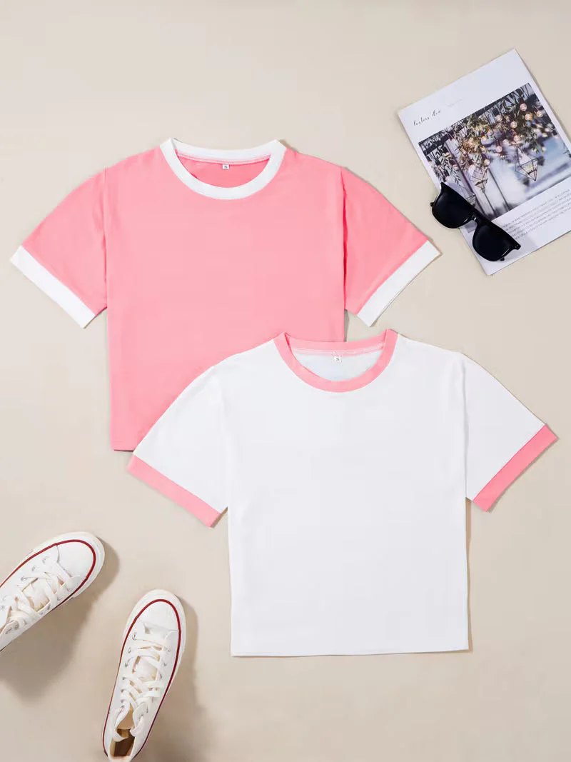 T-shirts style décontracté col rond manches courtes pour femmes - lot de 2 - Image 5