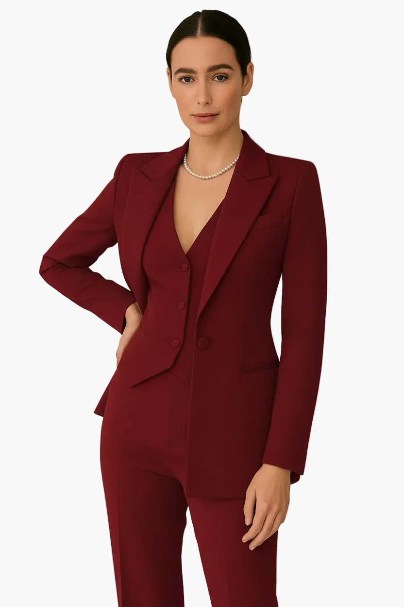Tailleur Femme Élégant 3 Pièces – Blazer, Gilet et Pantalon, Style Affaires & Cérémonie - Image 3