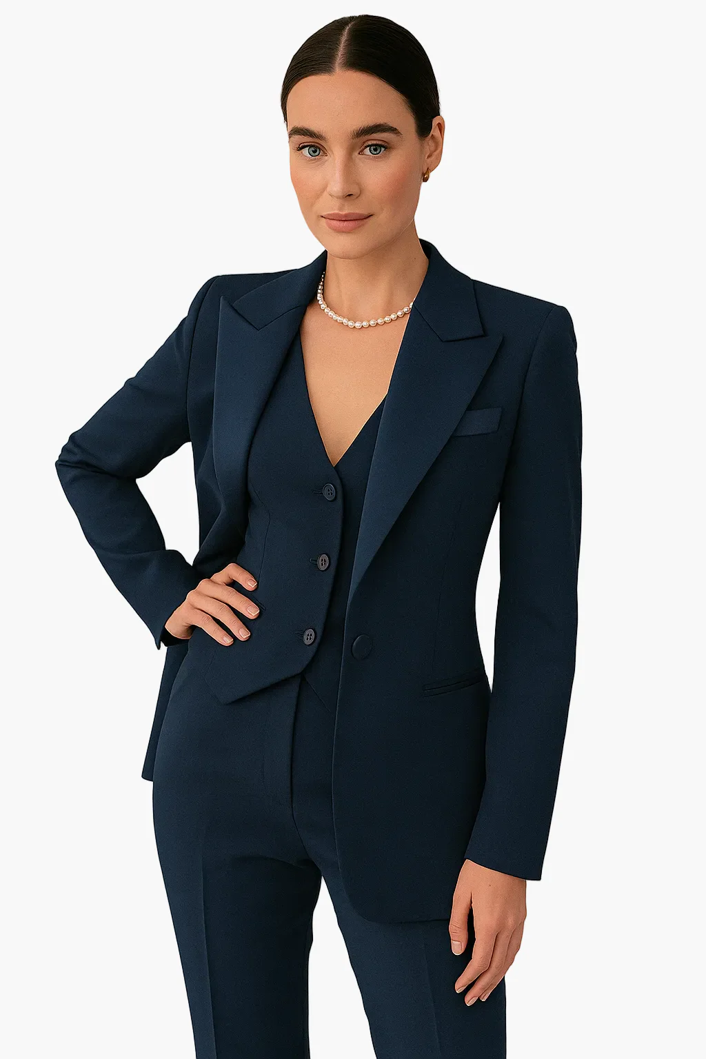 Tailleur Femme Élégant 3 Pièces – Blazer, Gilet et Pantalon, Style Affaires & Cérémonie - Image 4
