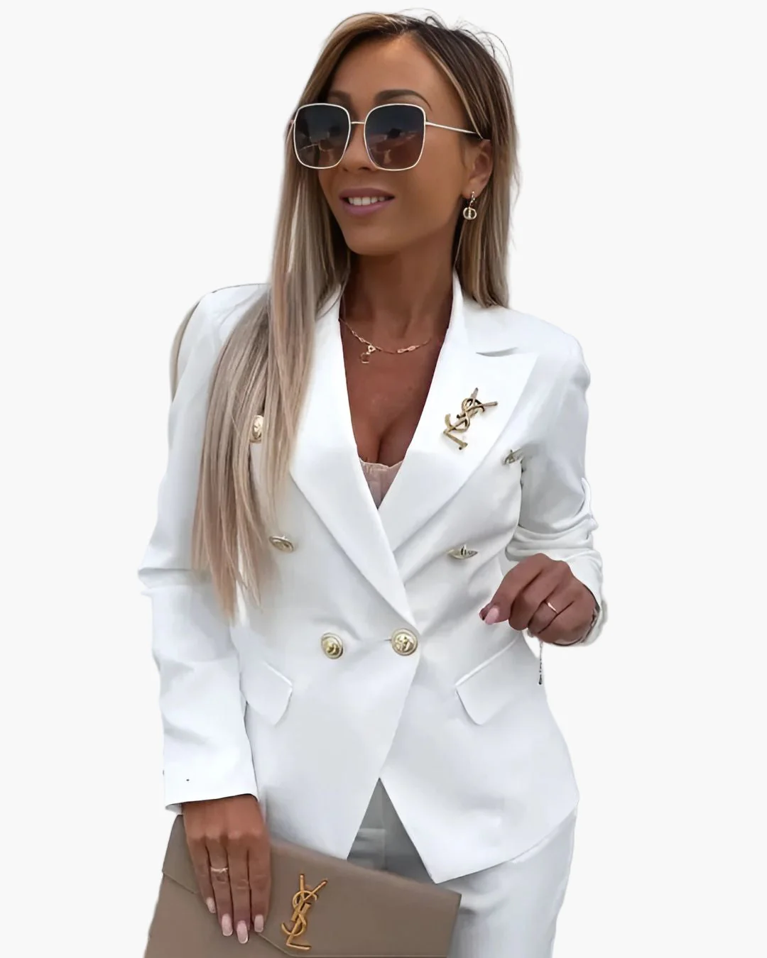 Tailleur Femme Élégant à Double Boutonnage Style Professionnel Affaires et Soirées - Image 3