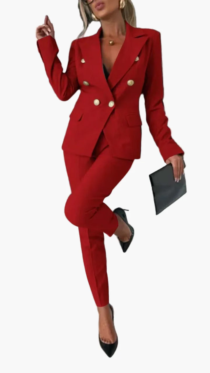 Tailleur Femme Élégant à Double Boutonnage Style Professionnel Affaires et Soirées - Image 5
