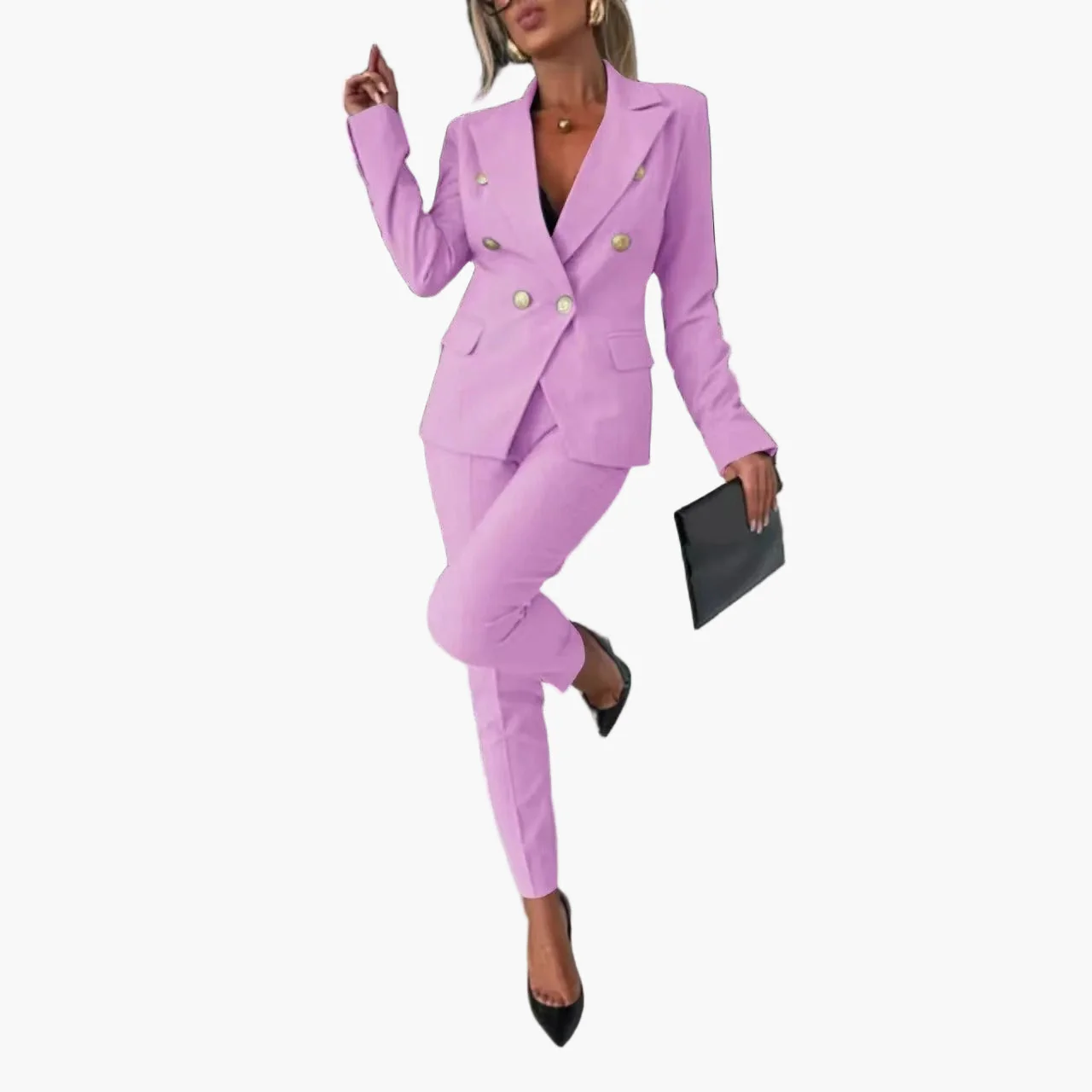 Tailleur Femme Élégant à Double Boutonnage Style Professionnel Affaires et Soirées - Image 6