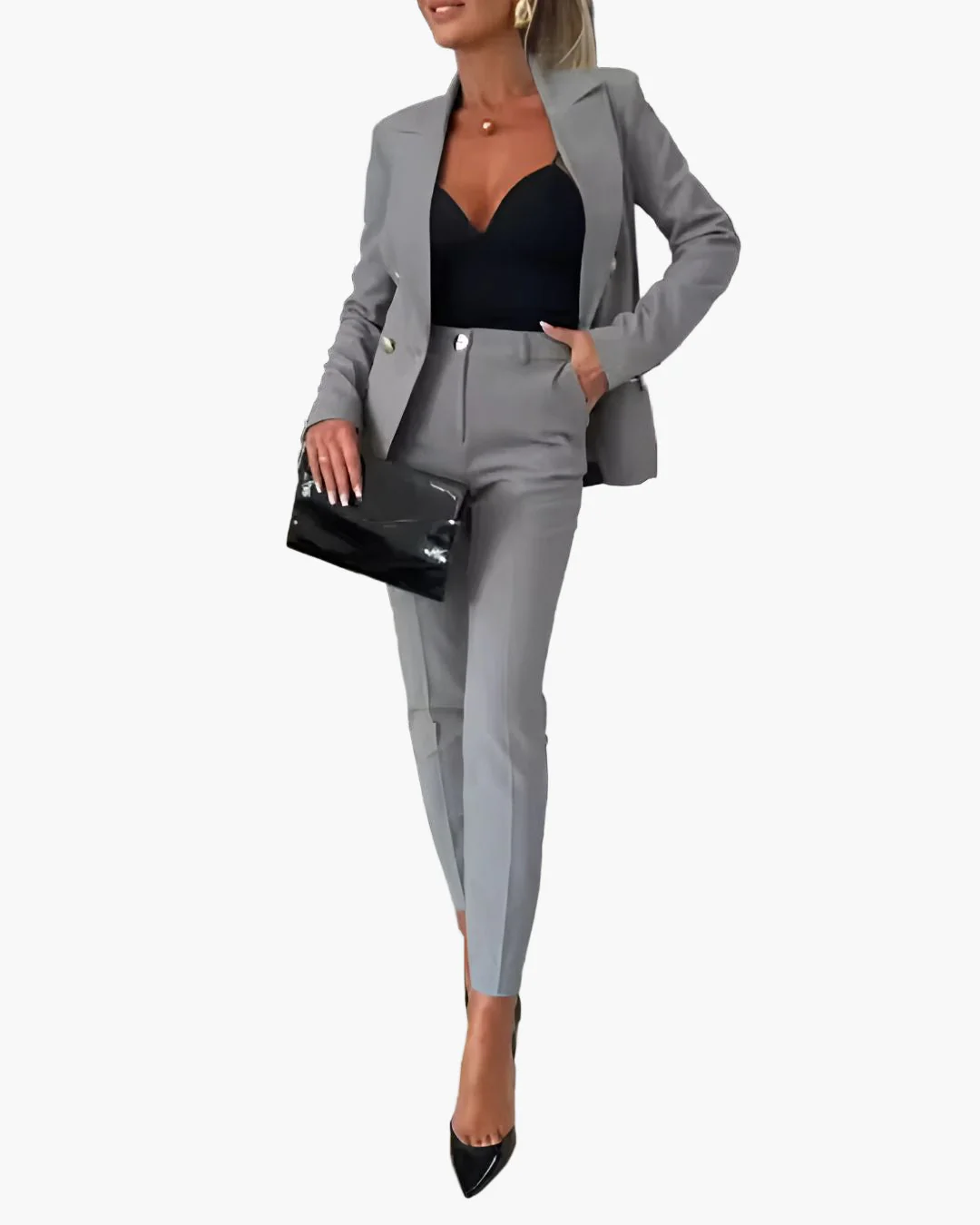 Tailleur Femme Élégant à Double Boutonnage Style Professionnel Affaires et Soirées - Image 8