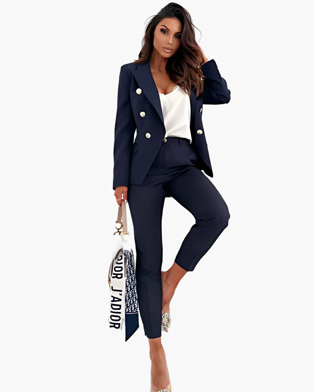 Tailleur Femme Élégant à Double Boutonnage Style Professionnel Affaires et Soirées - Image 9