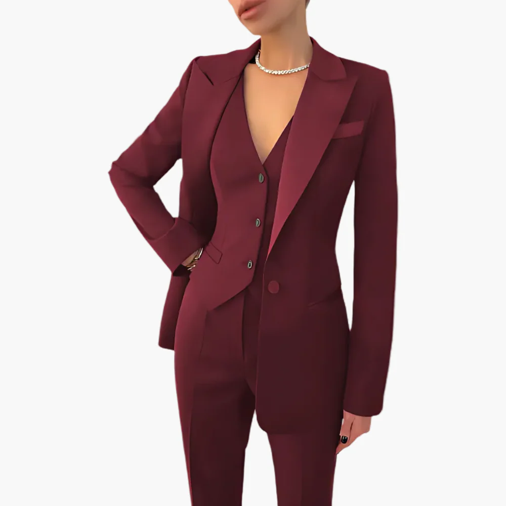 Tailleur Femme Élégant Trois Pièces Coupe Ajustée pour Affaires et Événements - Image 2