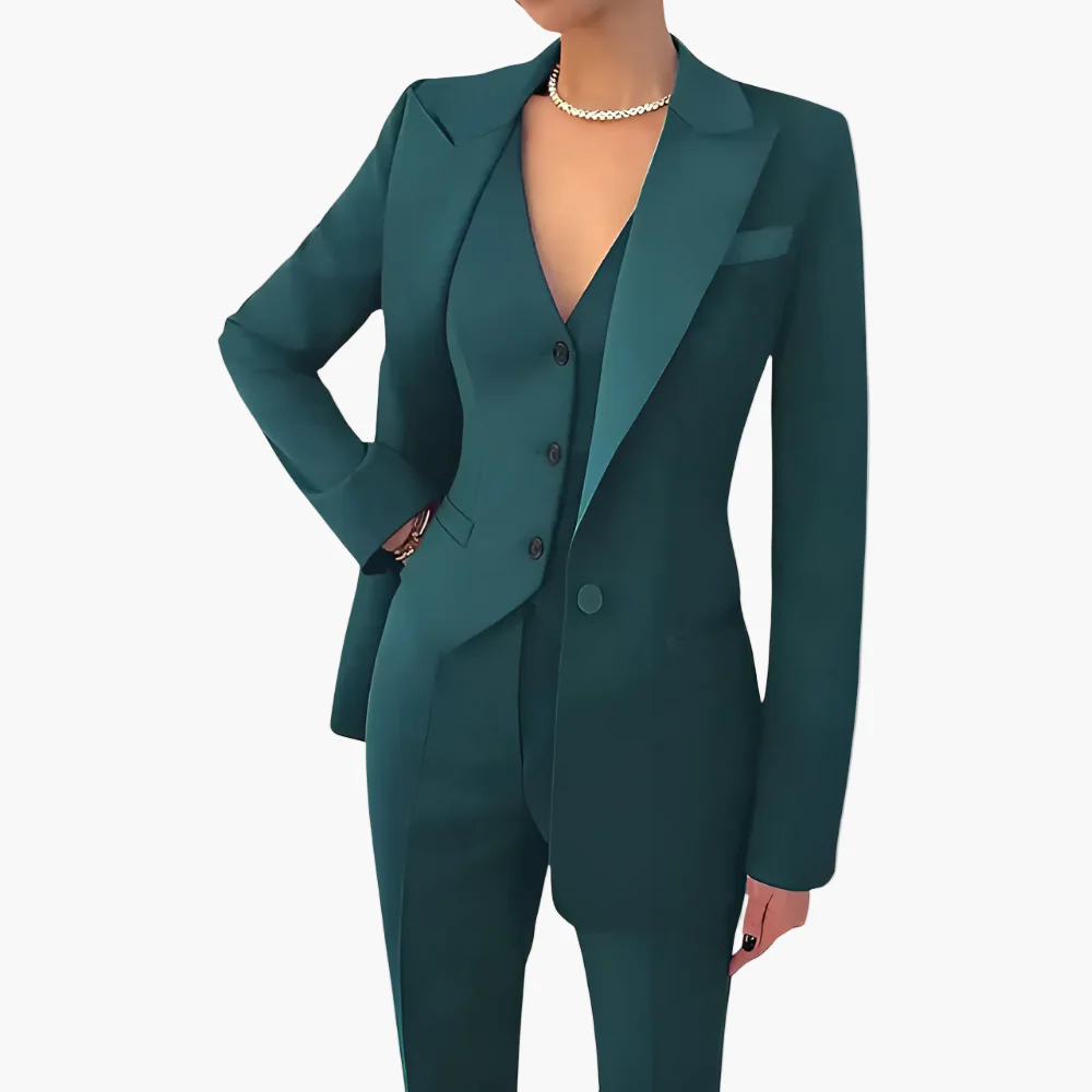 Tailleur Femme Élégant Trois Pièces Coupe Ajustée pour Affaires et Événements - Image 3