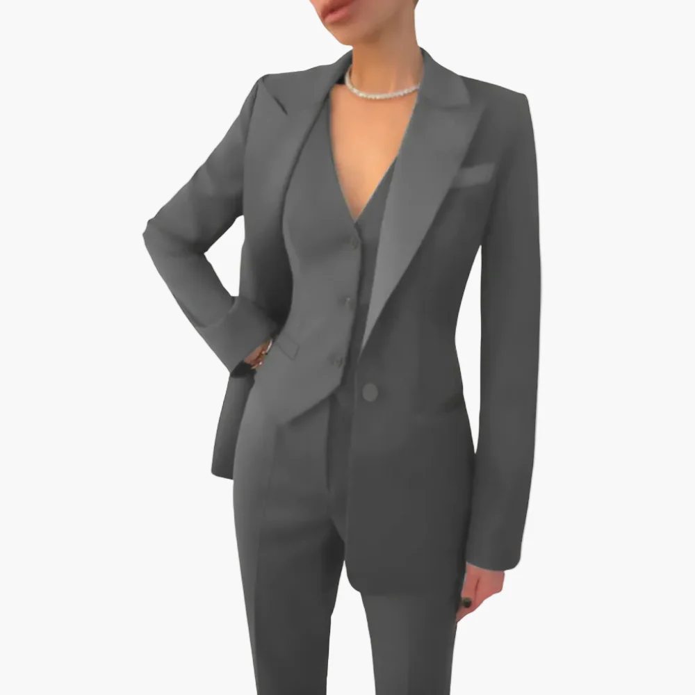 Tailleur Femme Élégant Trois Pièces Coupe Ajustée pour Affaires et Événements - Image 4