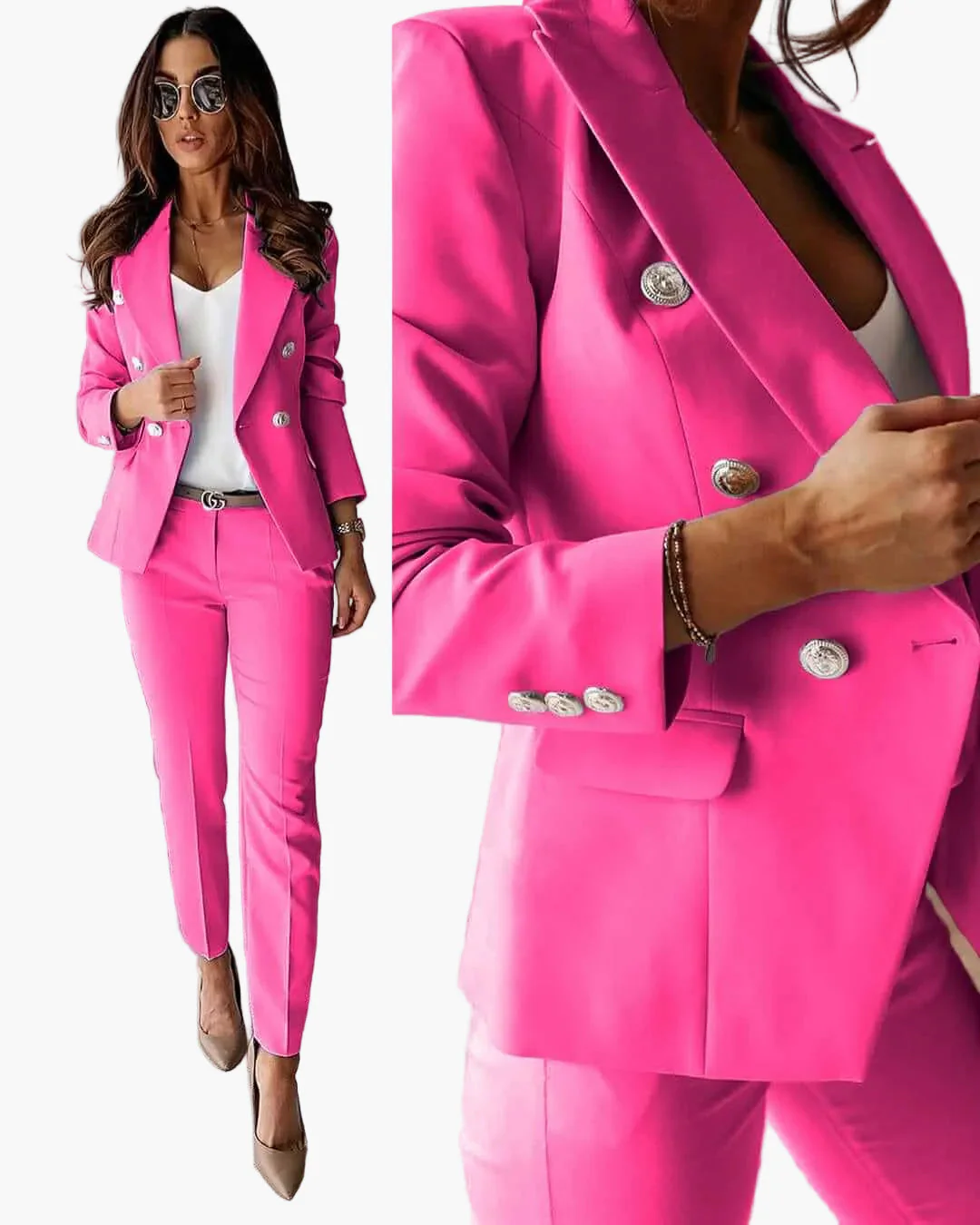 Tailleur pantalon élégant pour femmes, style business chic, ensemble blazer et pantalon pour bureau et occasions formelles - Image 3