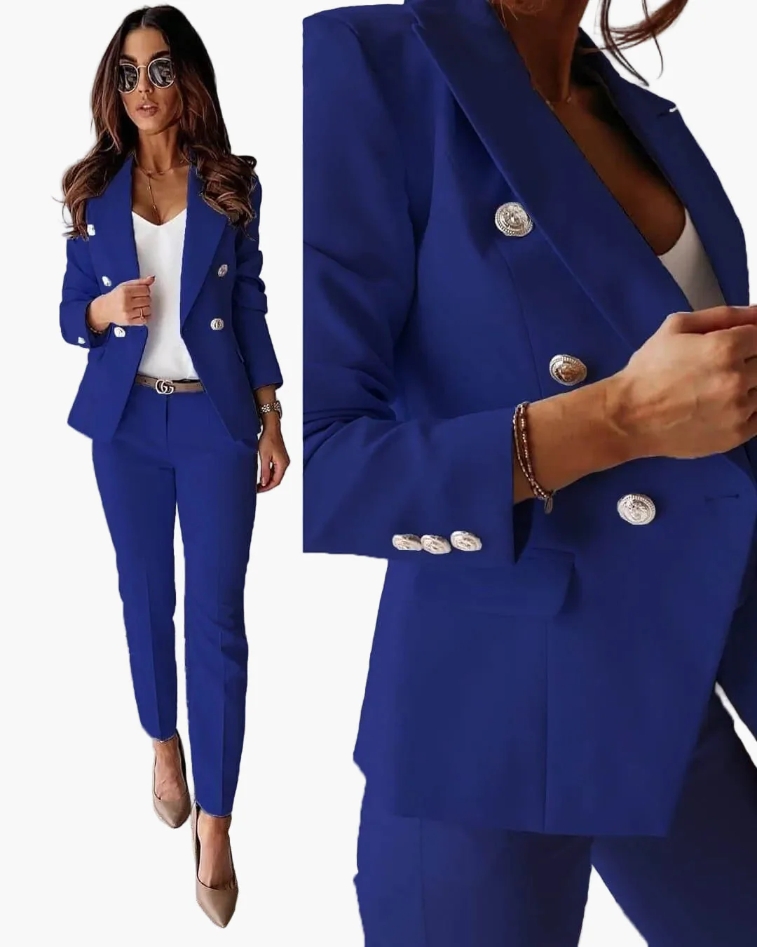 Tailleur pantalon élégant pour femmes, style business chic, ensemble blazer et pantalon pour bureau et occasions formelles - Image 5