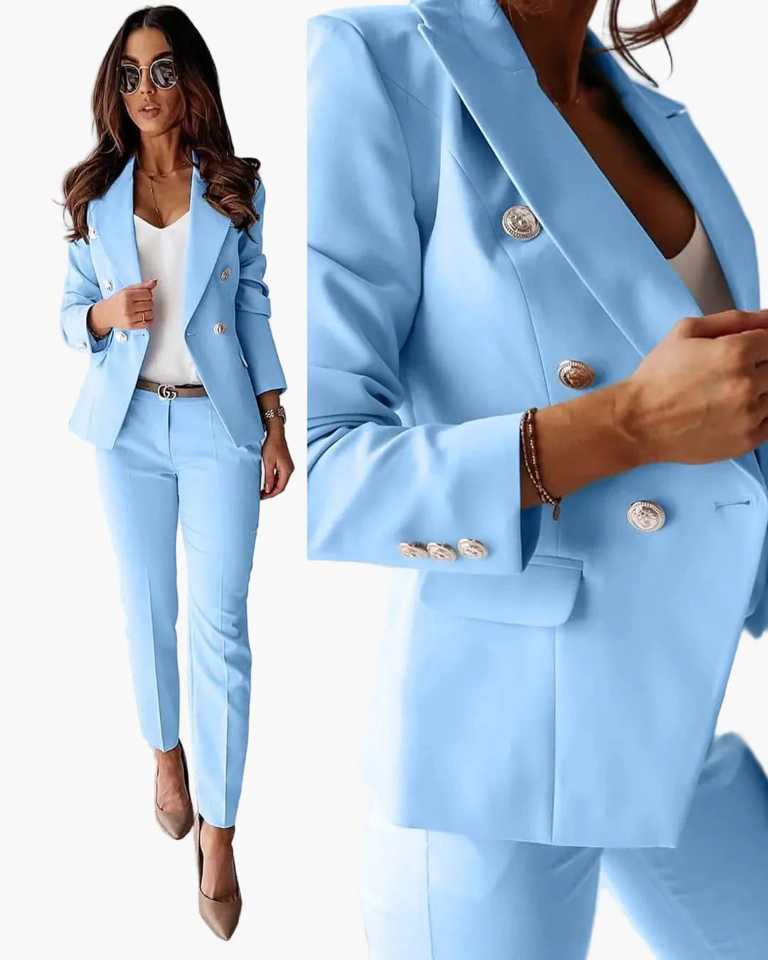 Tailleur pantalon élégant pour femmes, style business chic, ensemble blazer et pantalon pour bureau et occasions formelles - Image 6