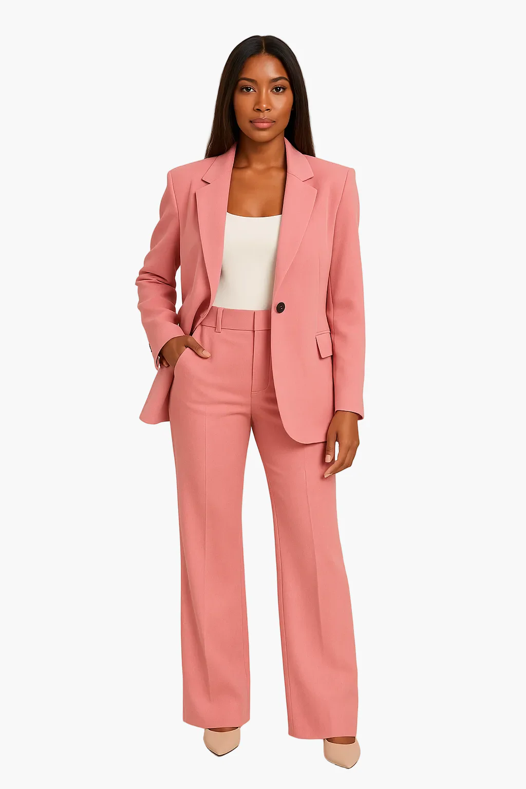 Tailleur pantalon femme élégant coupe droite pour bureau et occasions formelles - Image 2