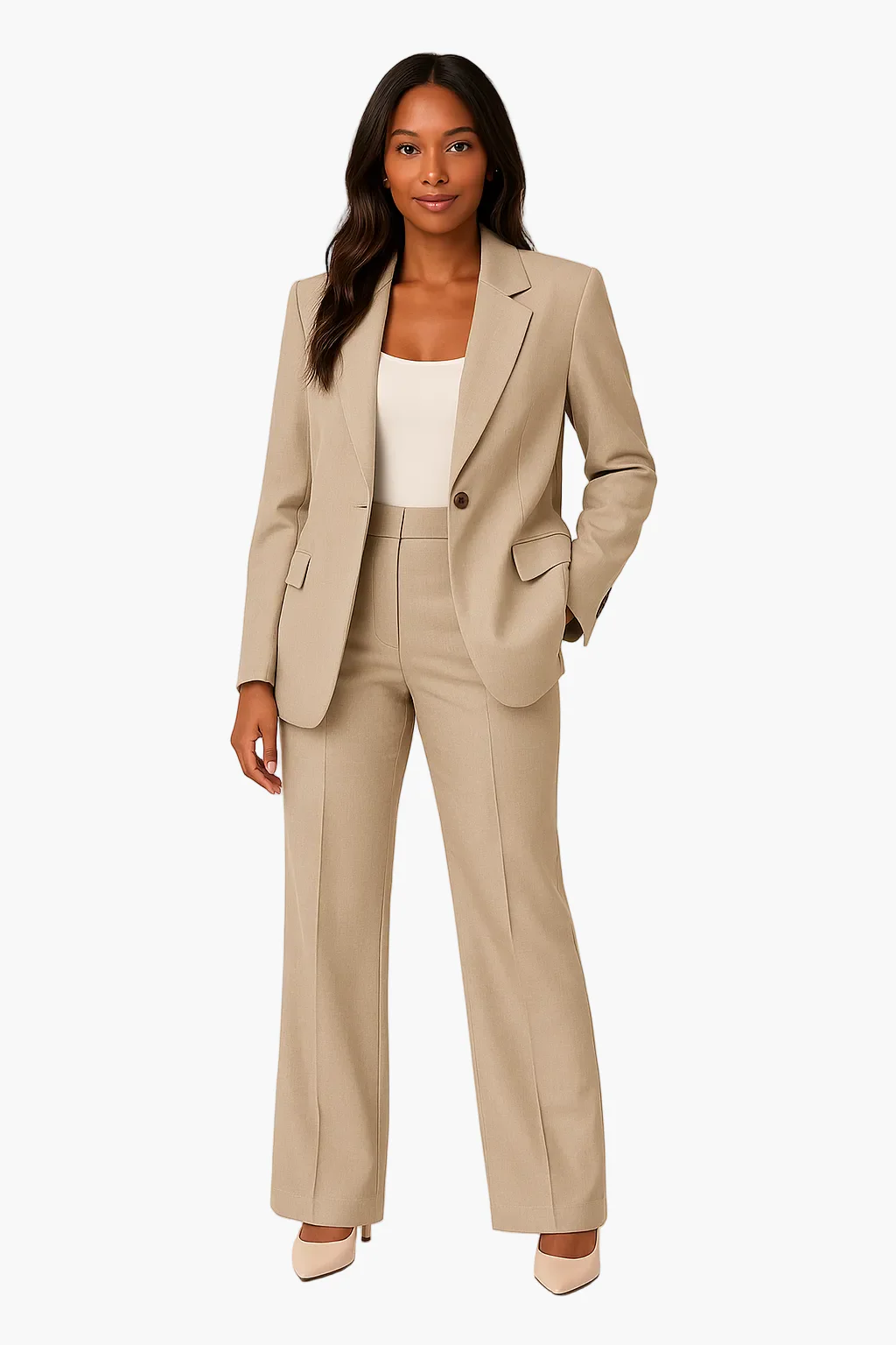 Tailleur pantalon femme élégant coupe droite pour bureau et occasions formelles - Image 3