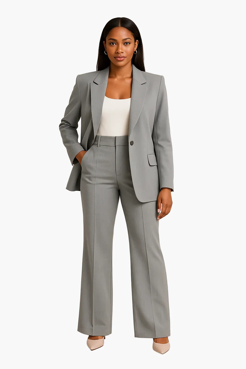Tailleur pantalon femme élégant coupe droite pour bureau et occasions formelles - Image 4