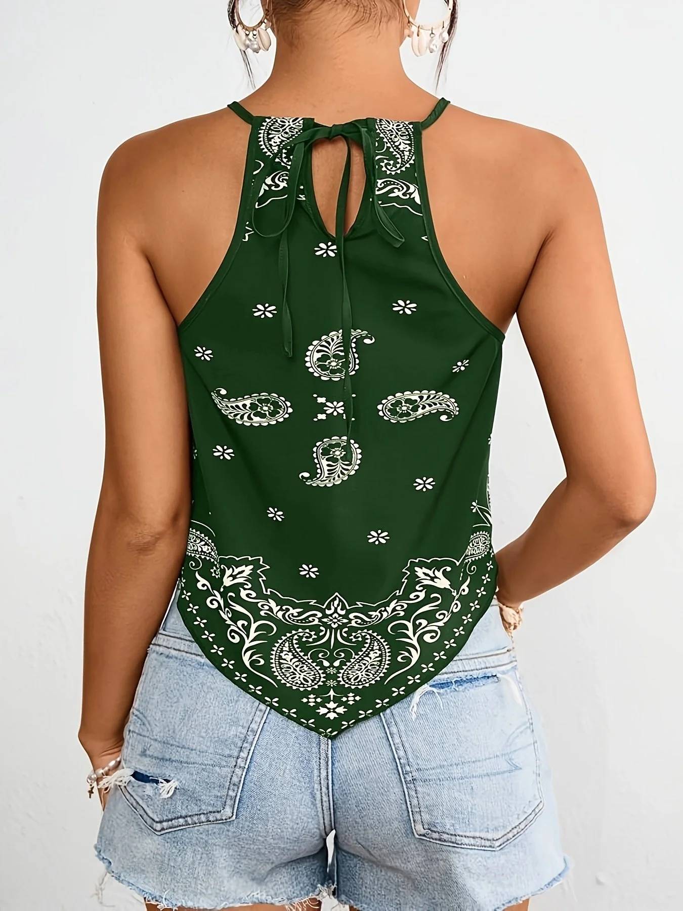 Top à col halter style bandana femme, imprimé paisley bohème, idéal été et vacances - Image 6