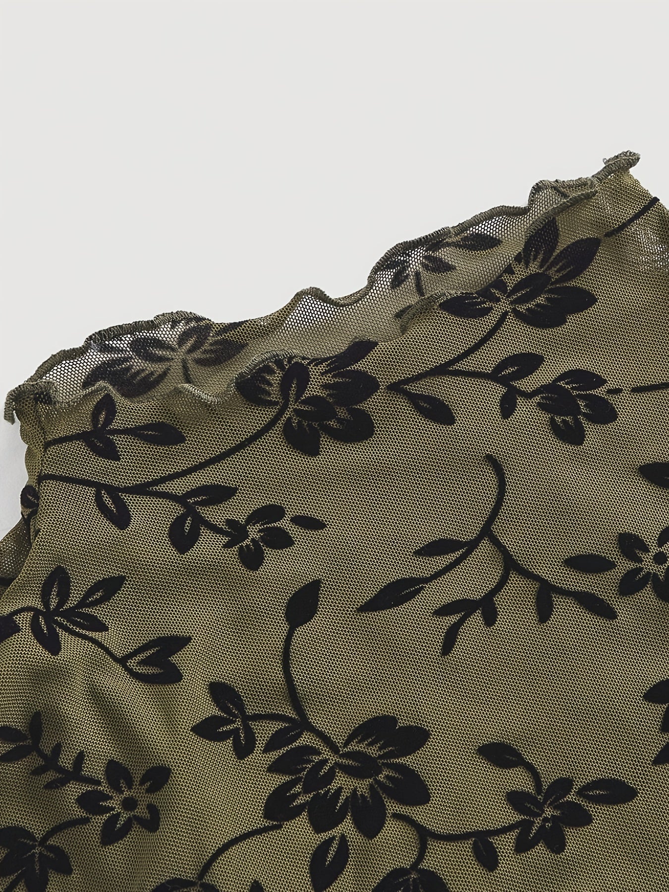 Top court femme style élégant imprimé floral transparent col montant - Image 5