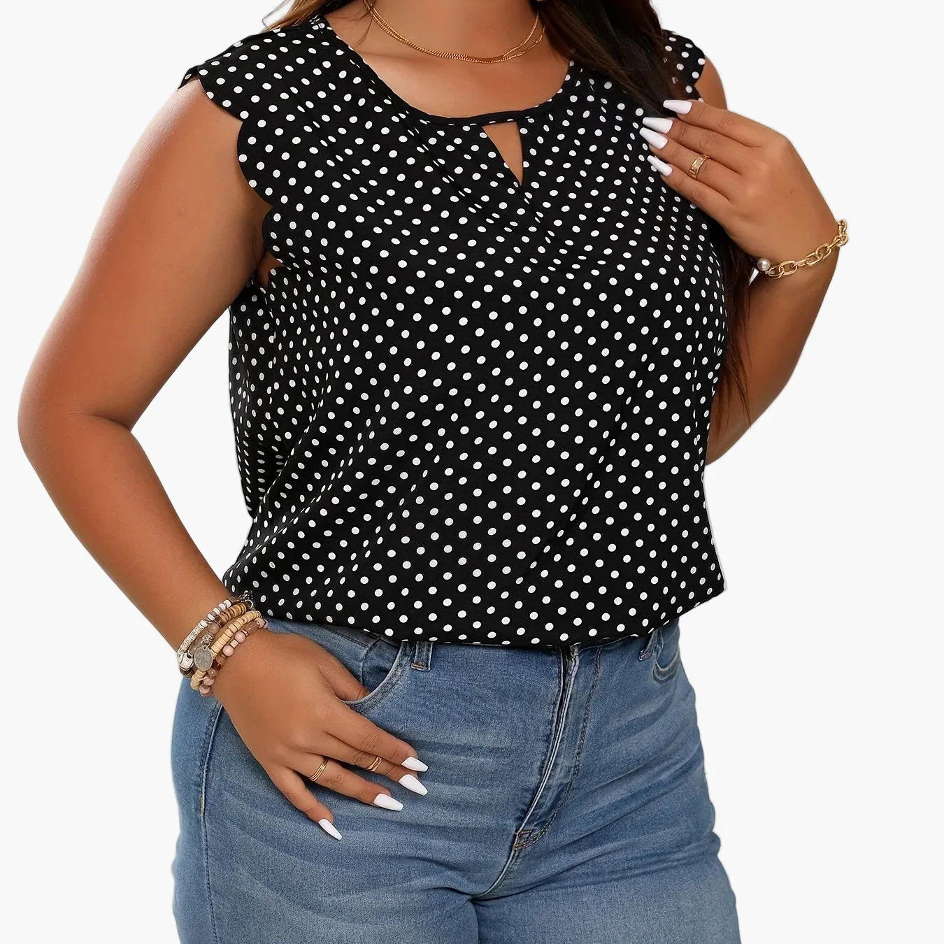 Top élégant à pois pour femme – Style décontracté chic, parfait pour l'été - Image 9