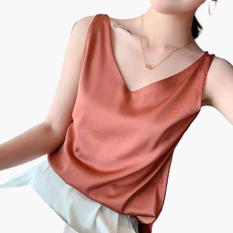 Top femme chic à col V style minimaliste pour look décontracté ou élégant - Image 4