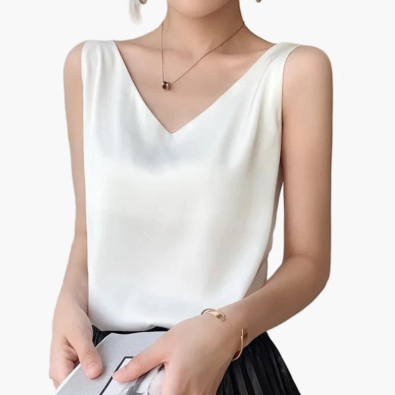 Top femme chic à col V style minimaliste pour look décontracté ou élégant - Image 5