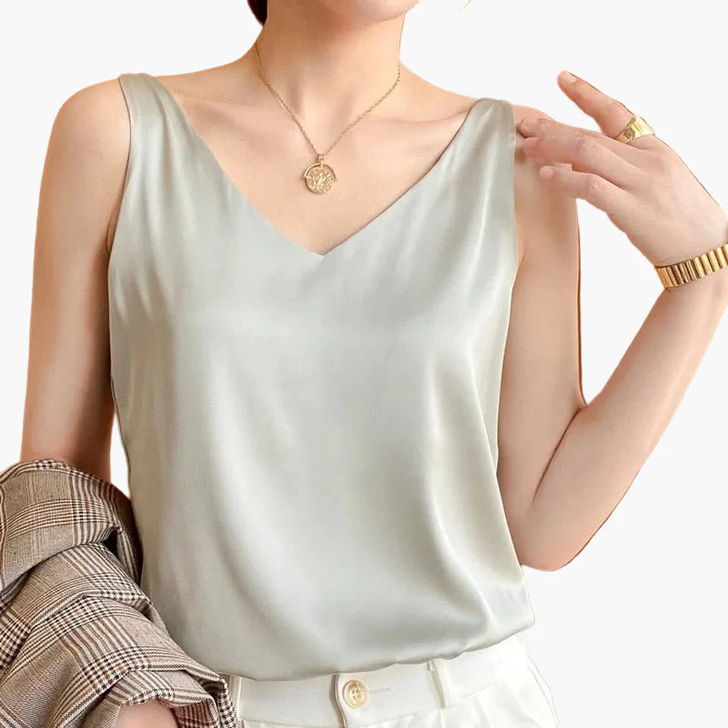 Top femme chic à col V style minimaliste pour look décontracté ou élégant - Image 6