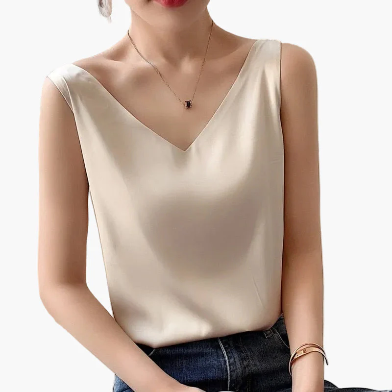 Top femme chic à col V style minimaliste pour look décontracté ou élégant - Image 7