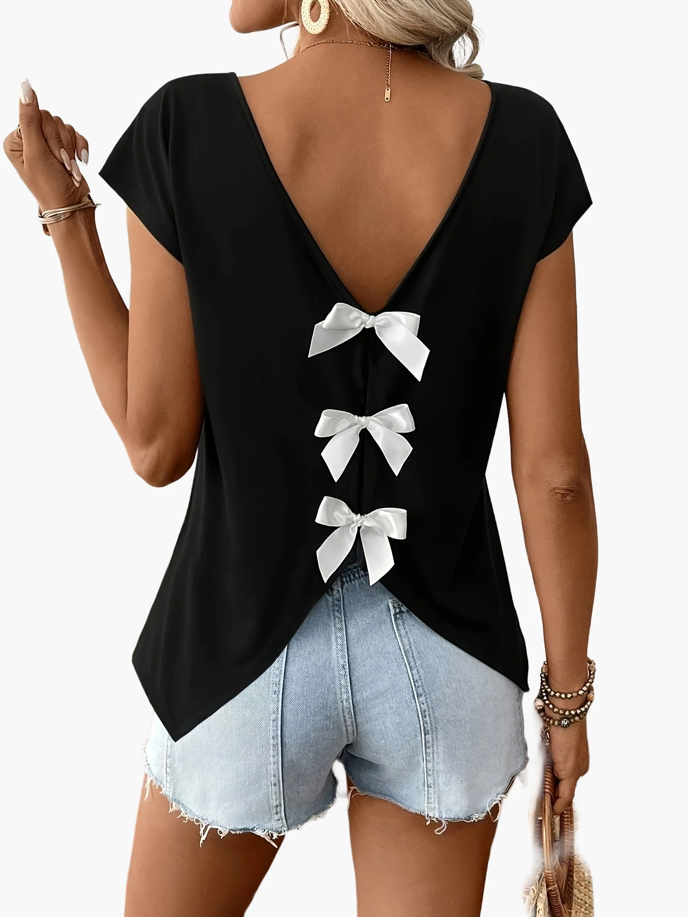 Top femme dos nu avec nœuds décoratifs style décontracté pour l'été - Image 11