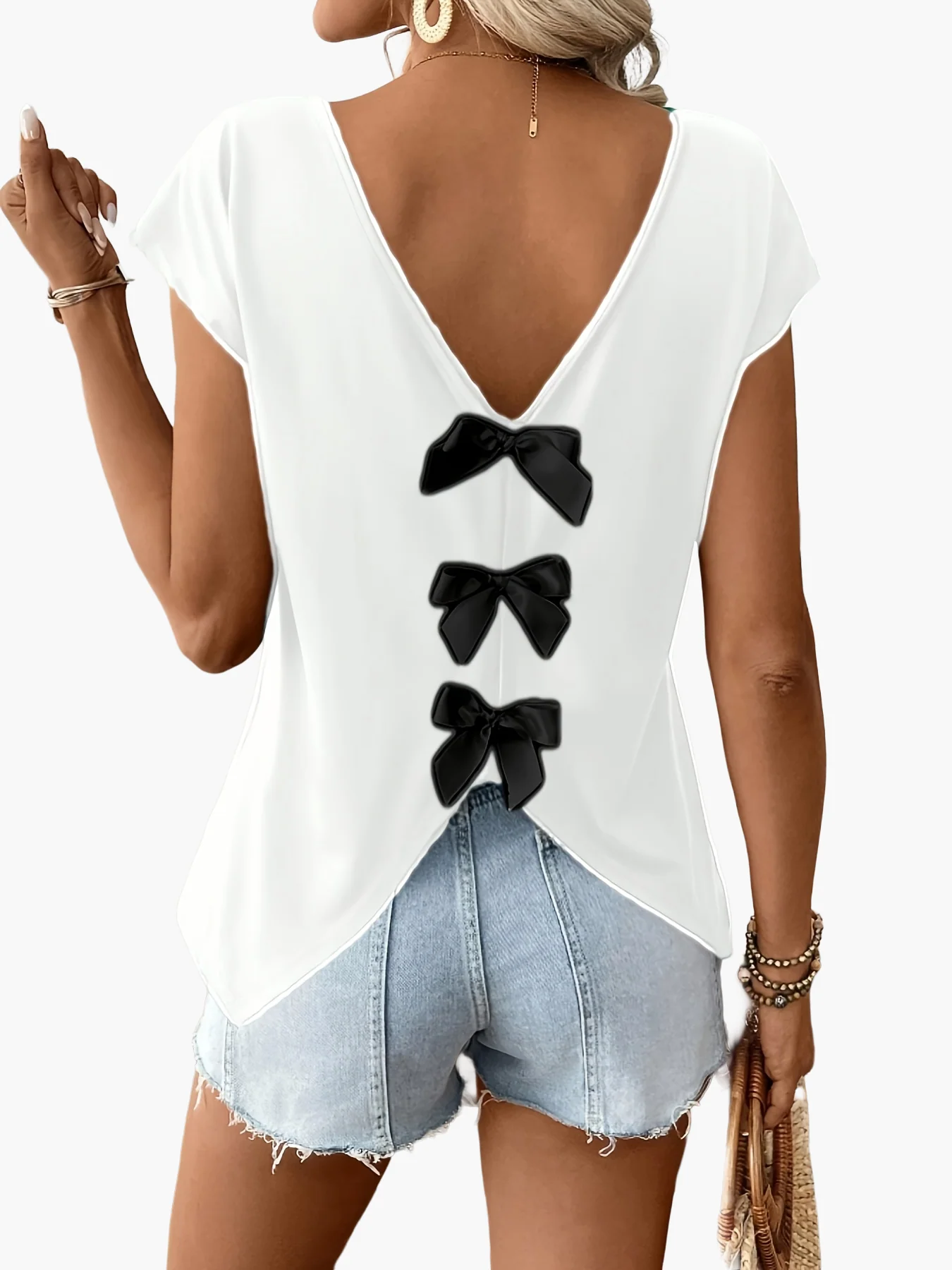 Top femme dos nu avec nœuds décoratifs style décontracté pour l'été - Image 12