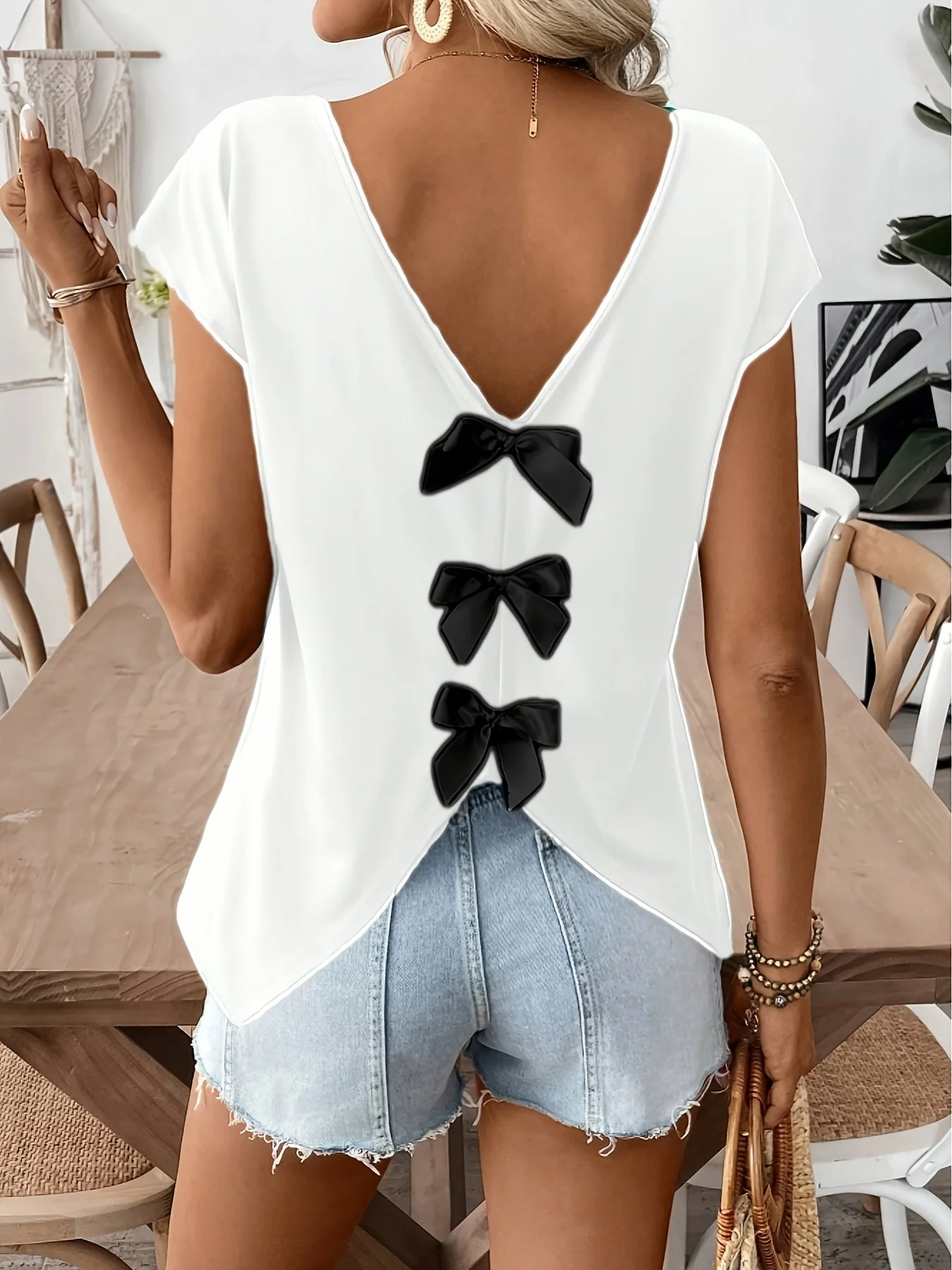 Top femme dos nu avec nœuds décoratifs style décontracté pour l'été - Image 5