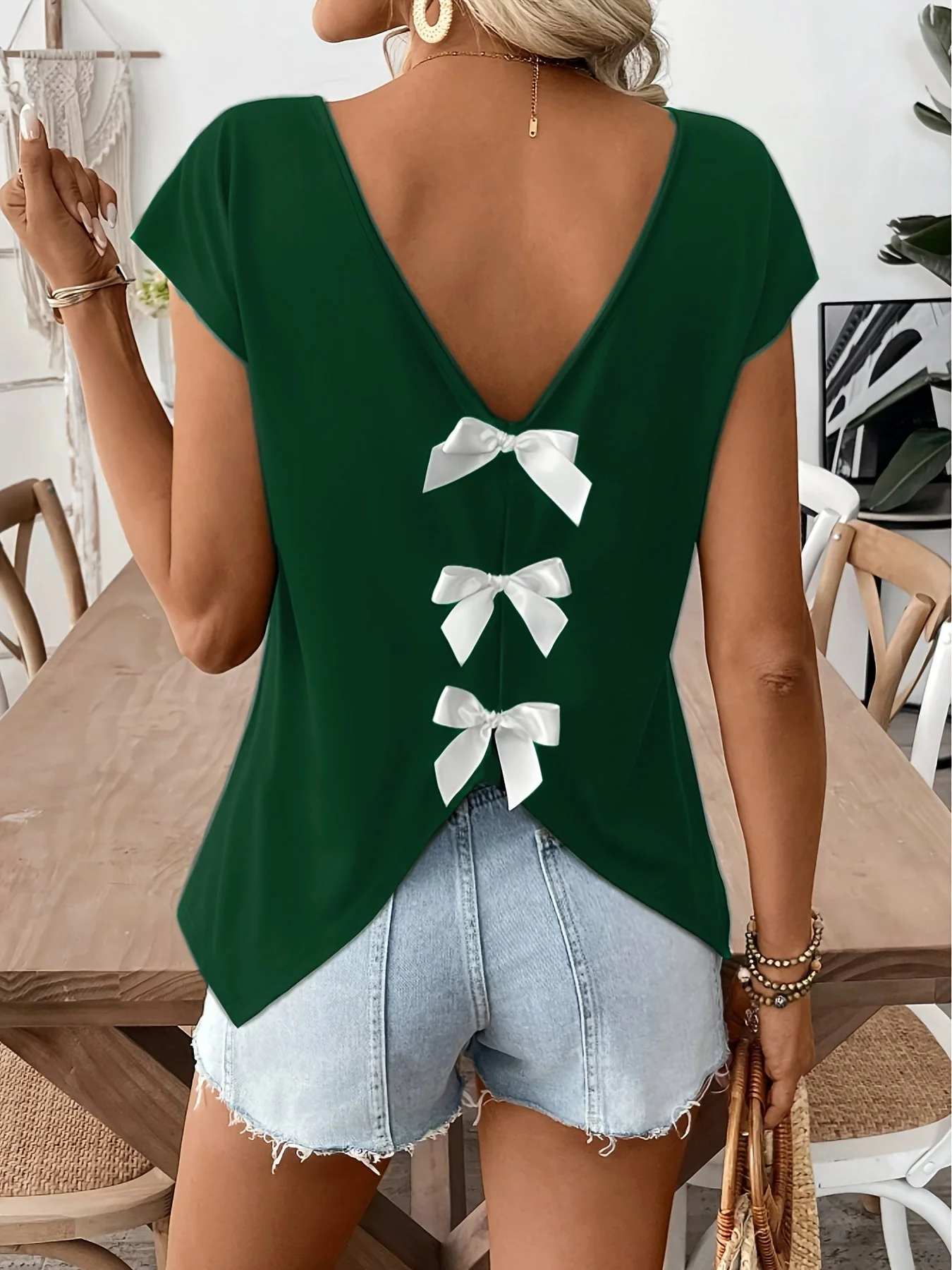 Top femme dos nu avec nœuds décoratifs style décontracté pour l'été - Image 6