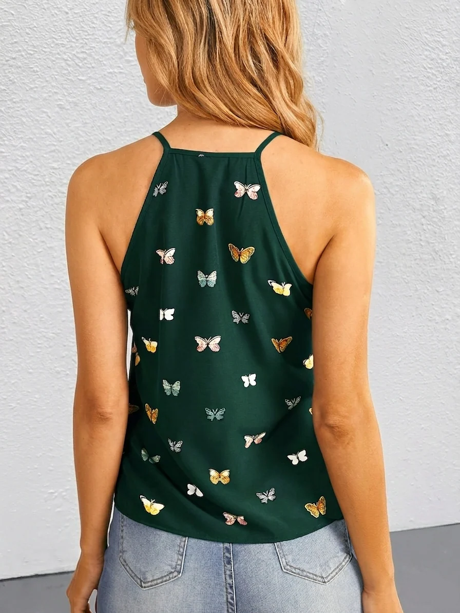 Top femme élégant style débardeur à imprimé papillons pour l'été - Image 10