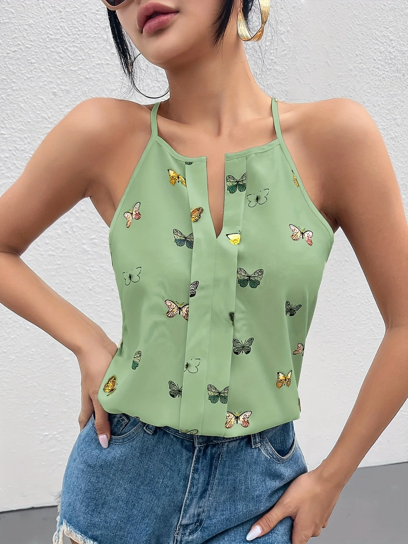 Top femme élégant style débardeur à imprimé papillons pour l'été - Image 2