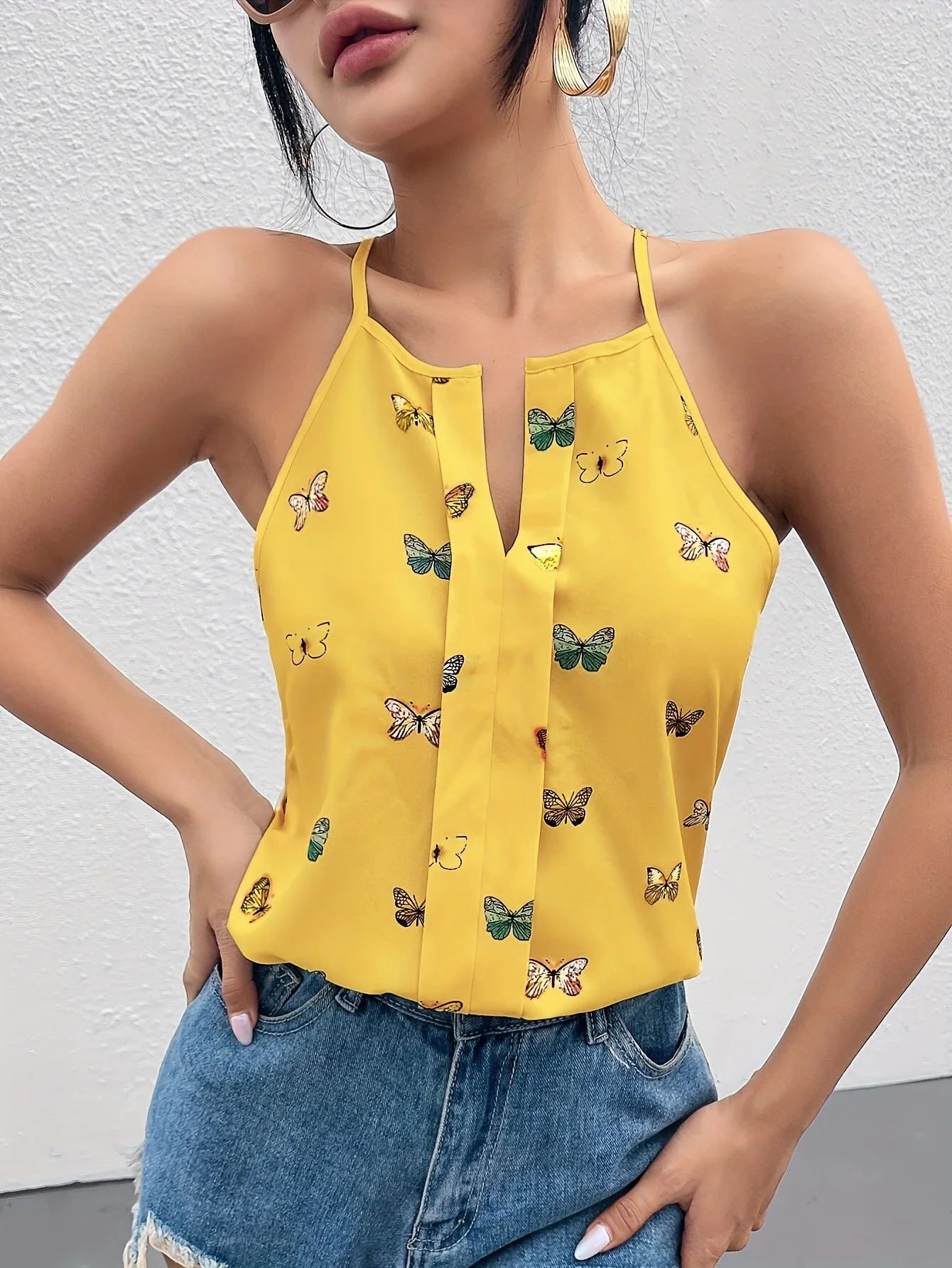 Top femme élégant style débardeur à imprimé papillons pour l'été - Image 3