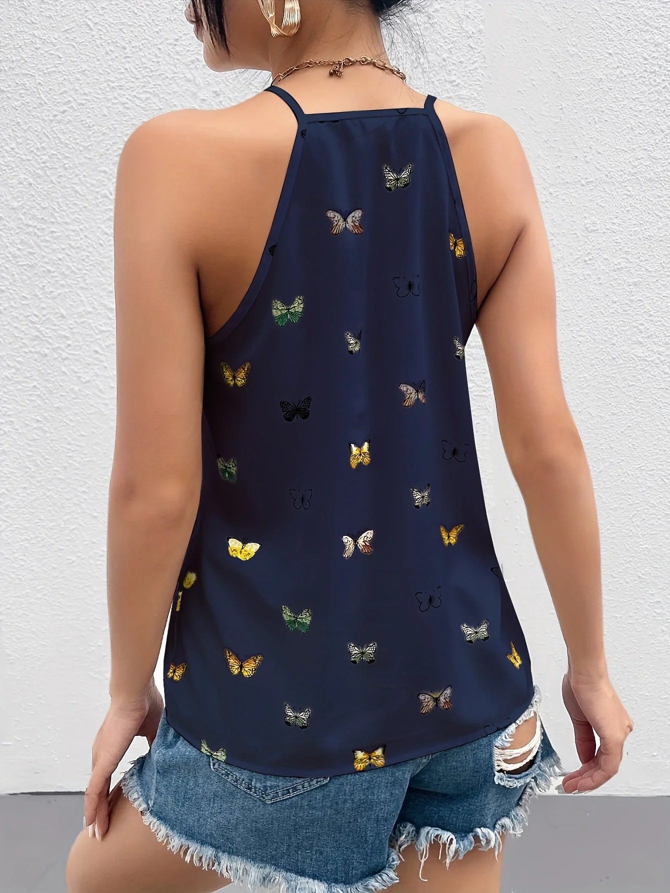 Top femme élégant style débardeur à imprimé papillons pour l'été - Image 8