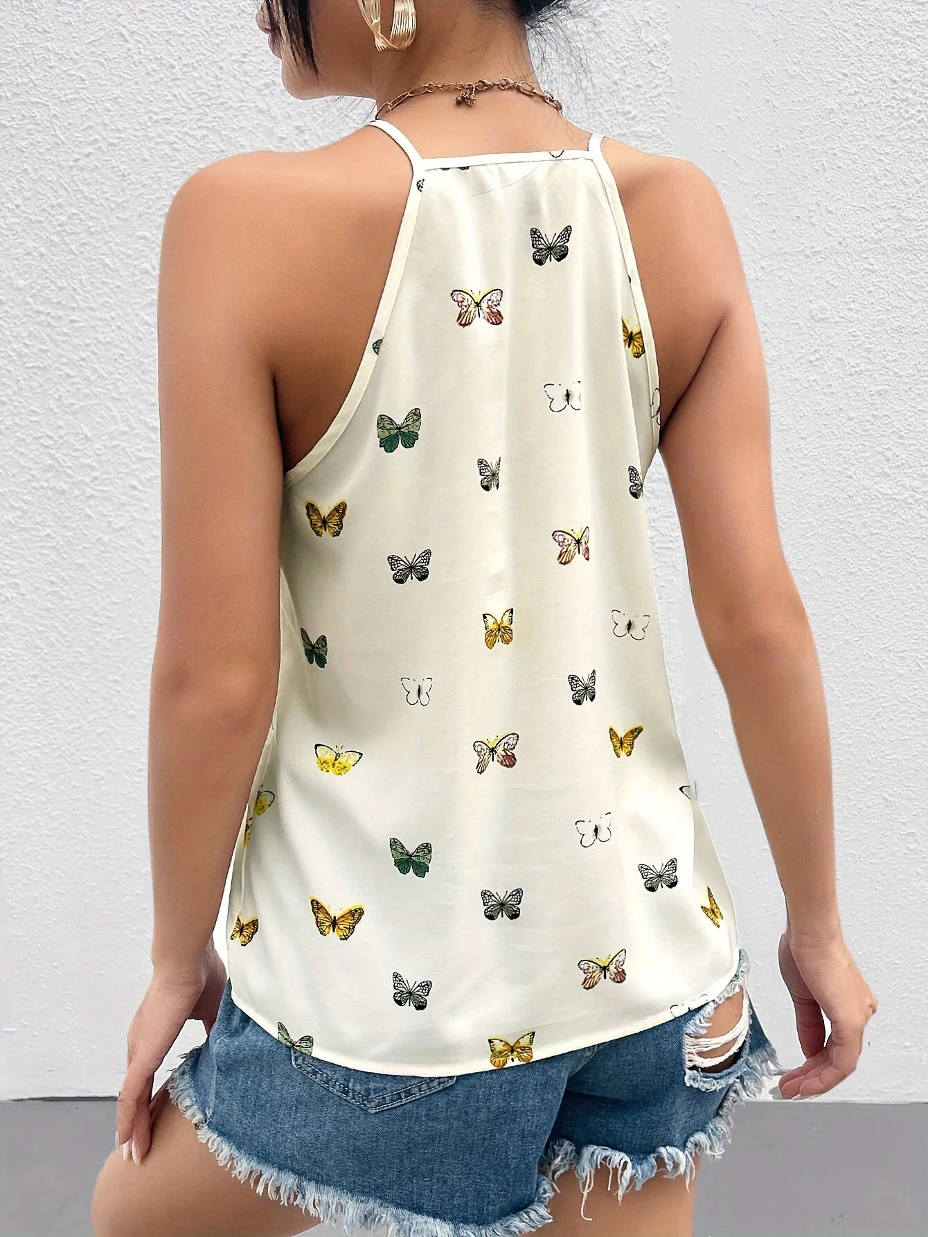 Top femme élégant style débardeur à imprimé papillons pour l'été - Image 9