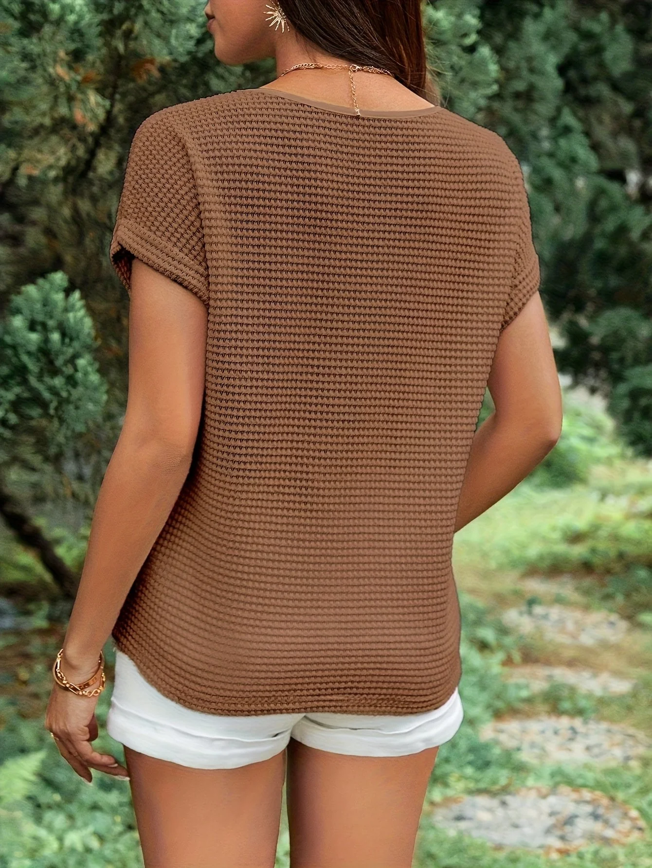 Top femme style élégant à motif cœur pour l'été, manches courtes, usage décontracté ou chic - Image 5