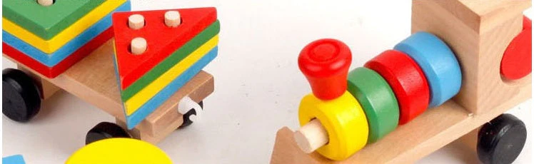Train jouet éducatif en bois pour enfants - Jeu de formes empilables - Dès 1 an - Image 4