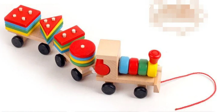 Train jouet éducatif en bois pour enfants - Jeu de formes empilables - Dès 1 an - Image 5