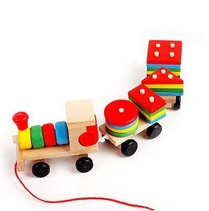 Train jouet éducatif en bois pour enfants - Jeu de formes empilables - Dès 1 an - Image 6