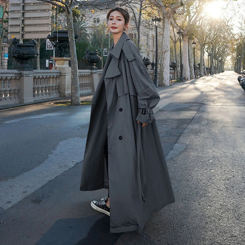 Trench-coat long oversize pour femme – Style classique double boutonnage – Élégant pour toutes occasions - Image 2