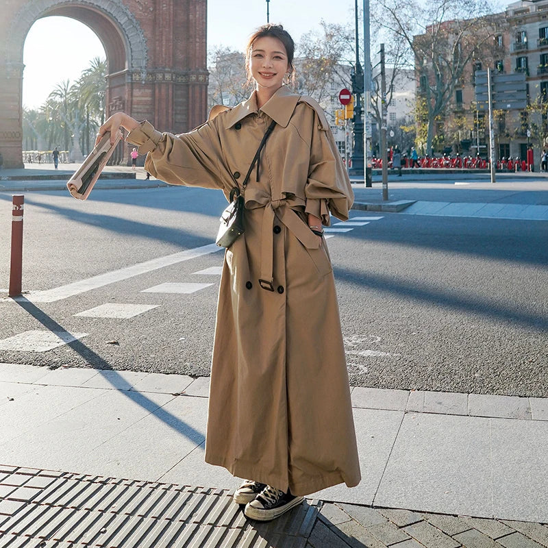 Trench-coat long oversize pour femme – Style classique double boutonnage – Élégant pour toutes occasions - Image 4