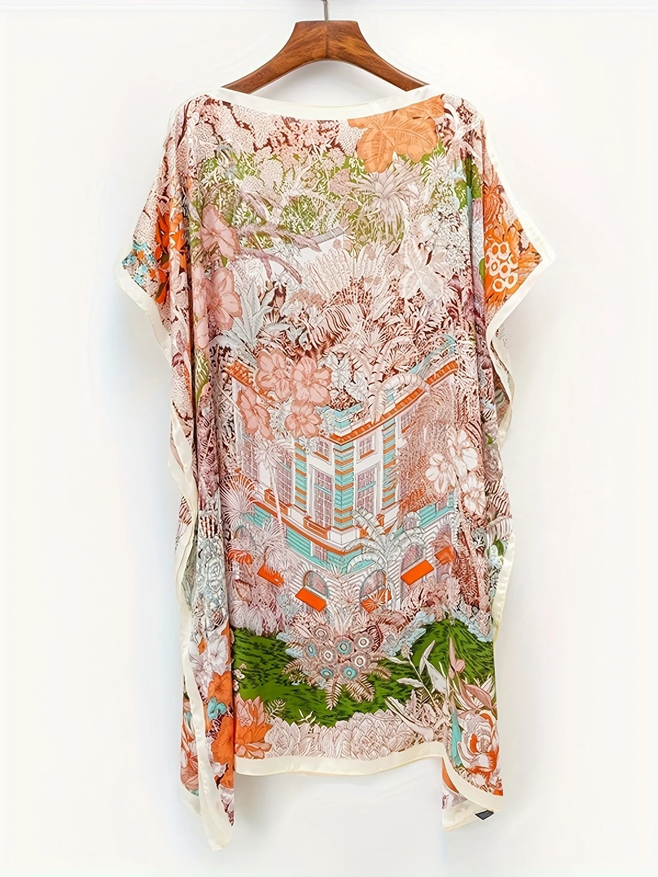 Tunique de plage bohème femme style asymétrique imprimé floral chic vacances - Image 3