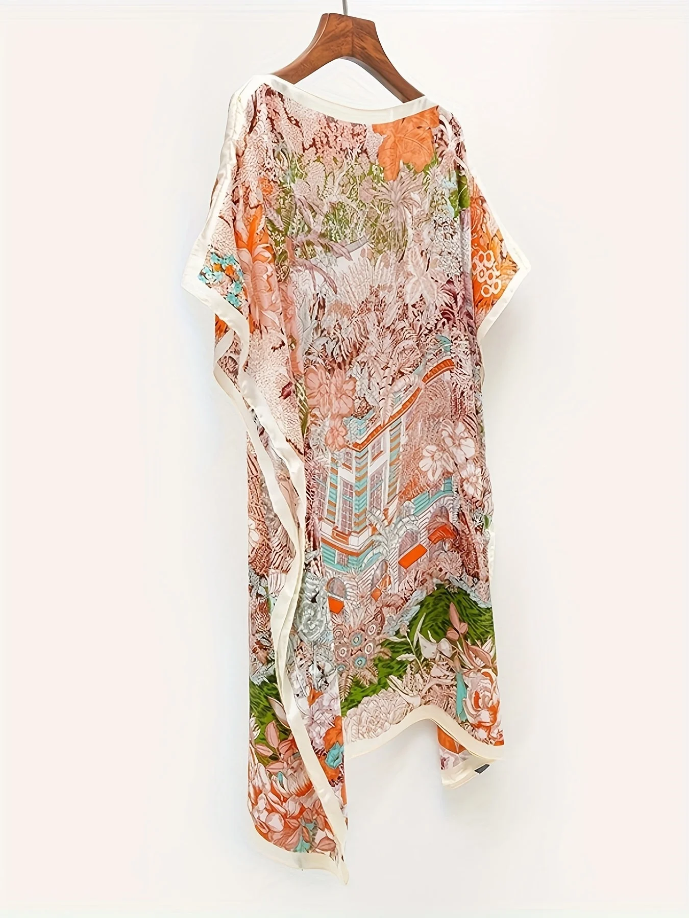 Tunique de plage bohème femme style asymétrique imprimé floral chic vacances - Image 7