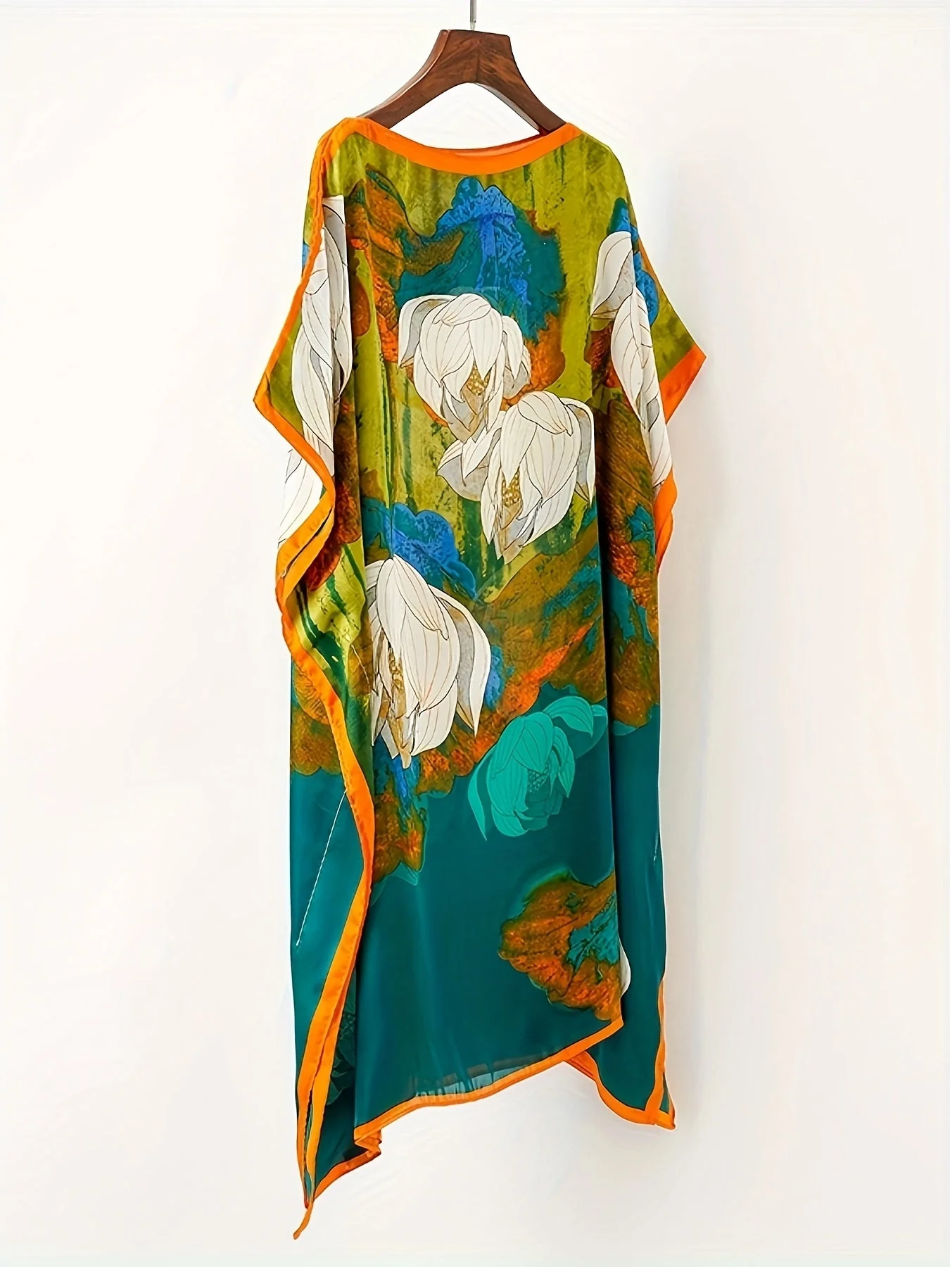 Tunique de plage bohème femme style asymétrique imprimé floral chic vacances - Image 8