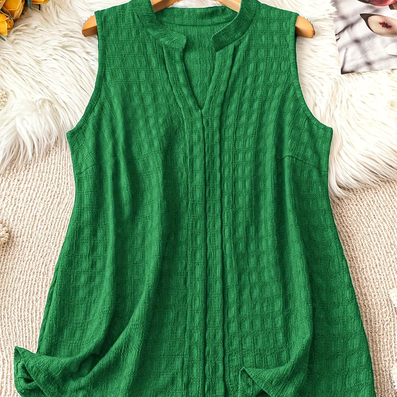 Tunique sans manches col en V style élégant pour femme grande taille - Image 12