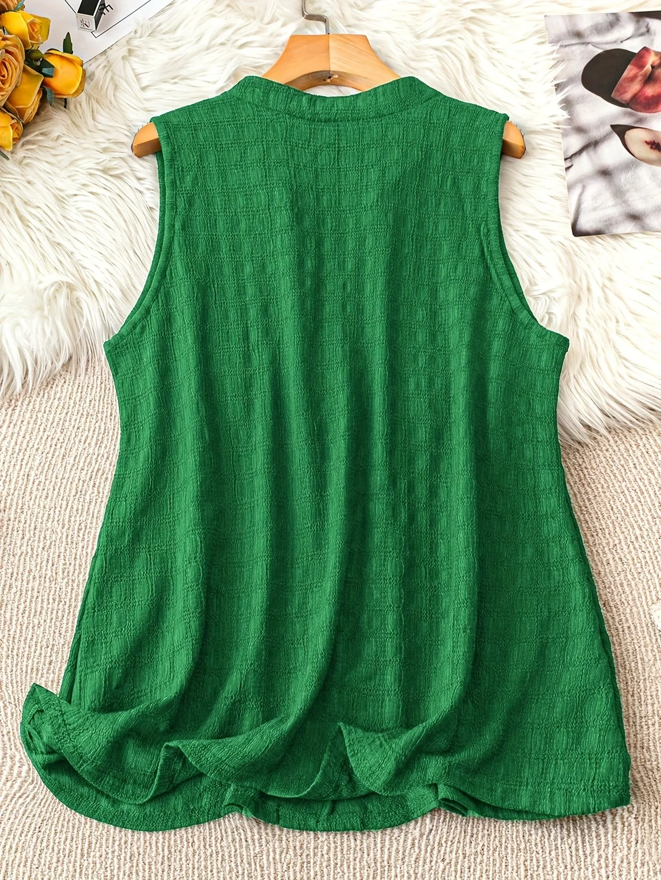 Tunique sans manches col en V style élégant pour femme grande taille - Image 8