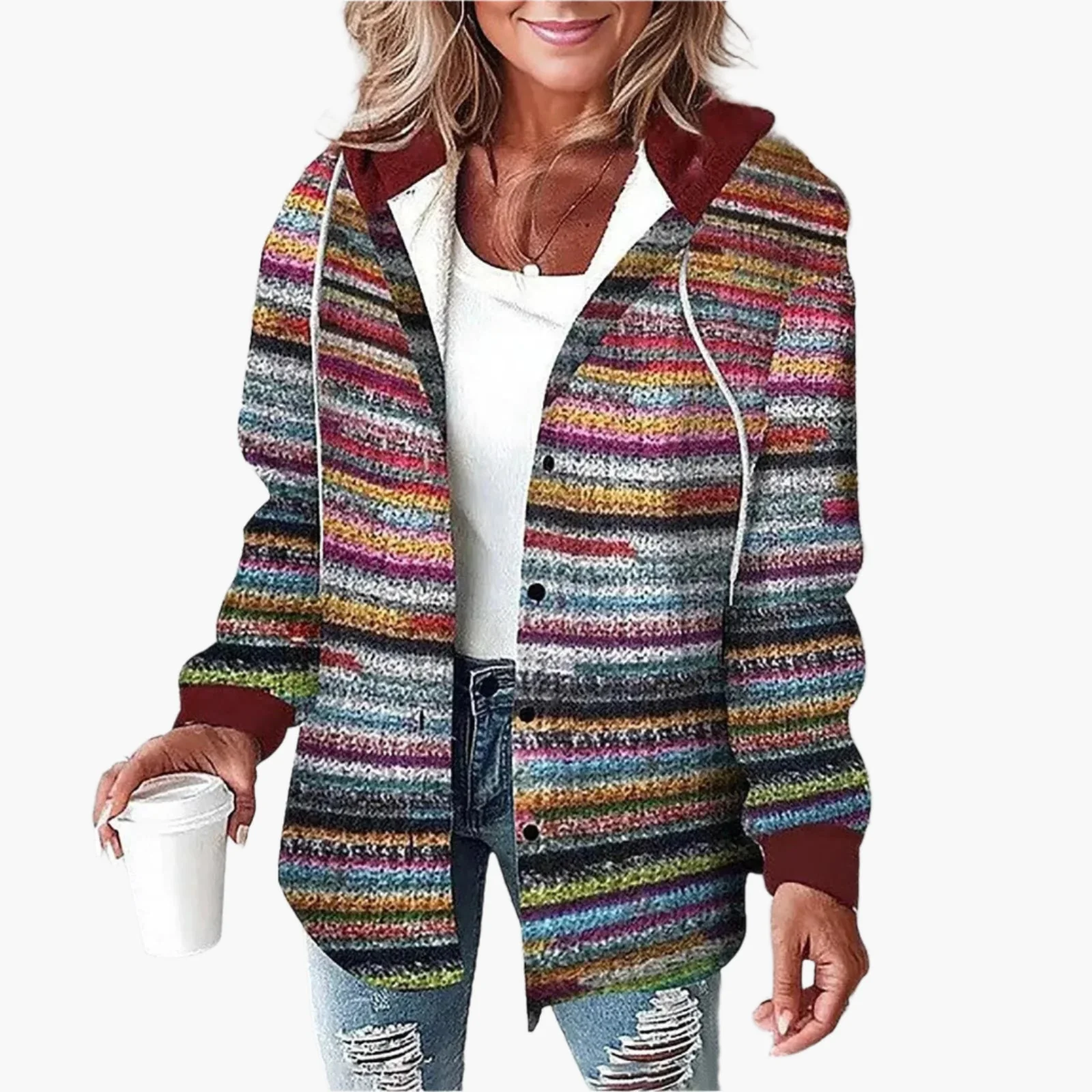 Veste à Capuche Décontractée pour Femme Style Chemise à Carreaux Automne Hiver - Image 6